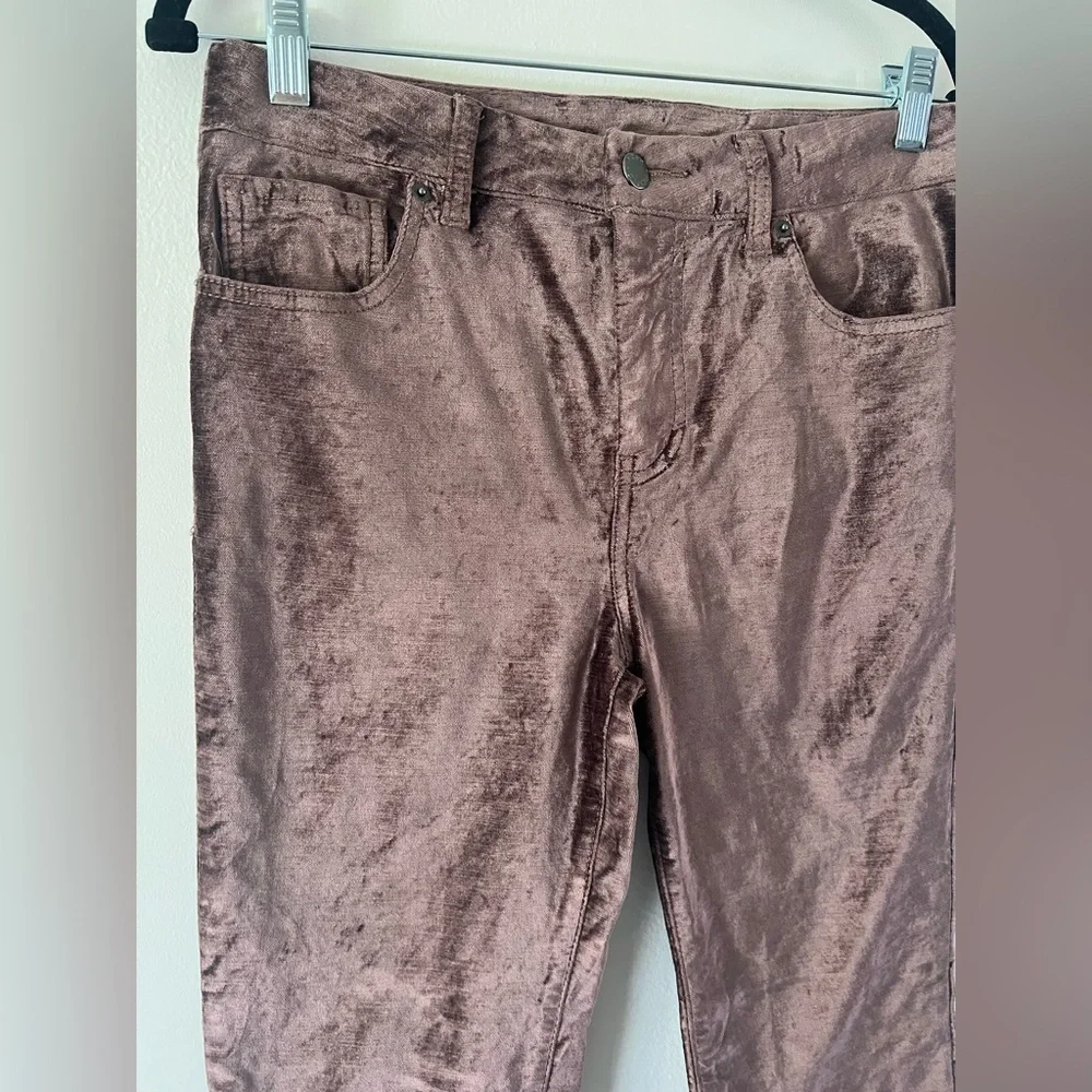 Free People‎ Dusty Pink Crushed Velvet Crop Bootcut Pants Size 28